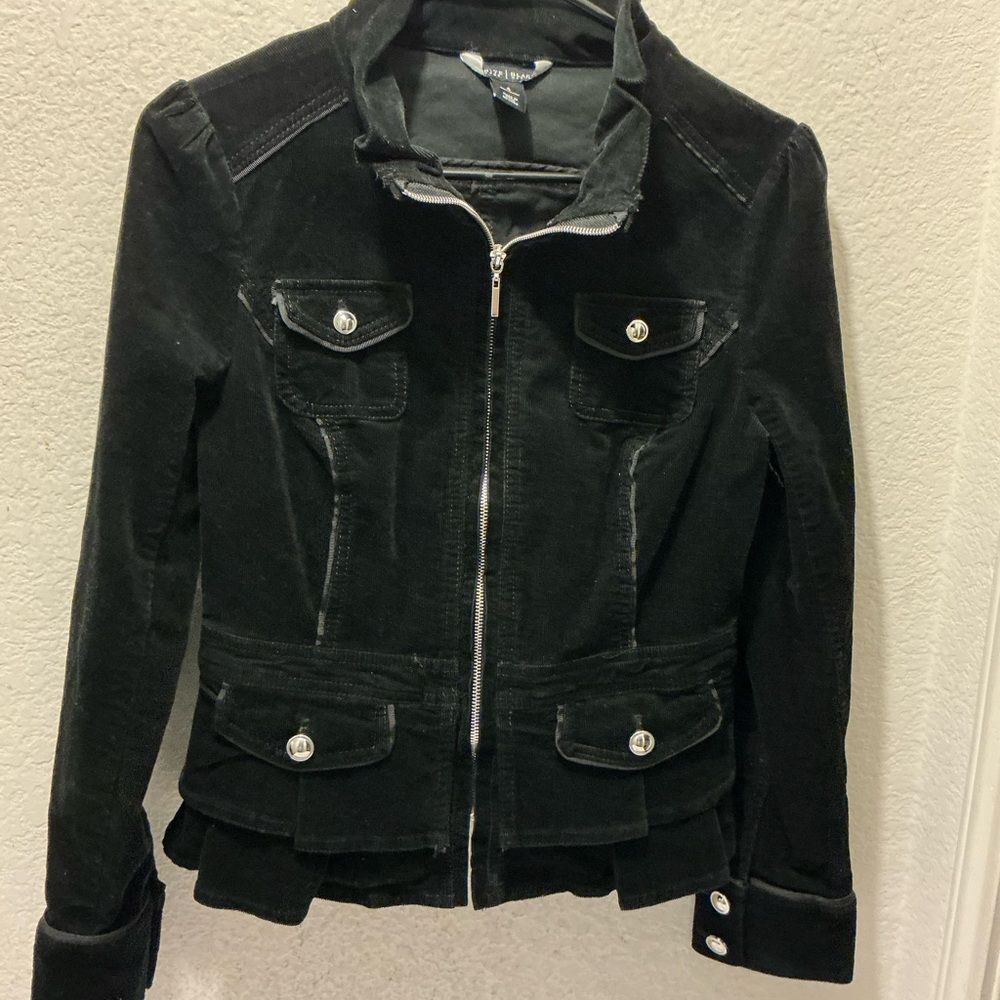 White House Black Market Corduroy Blazer Jacket Women's Size 4 Black Long Sleeve - Picture 2 of 6
